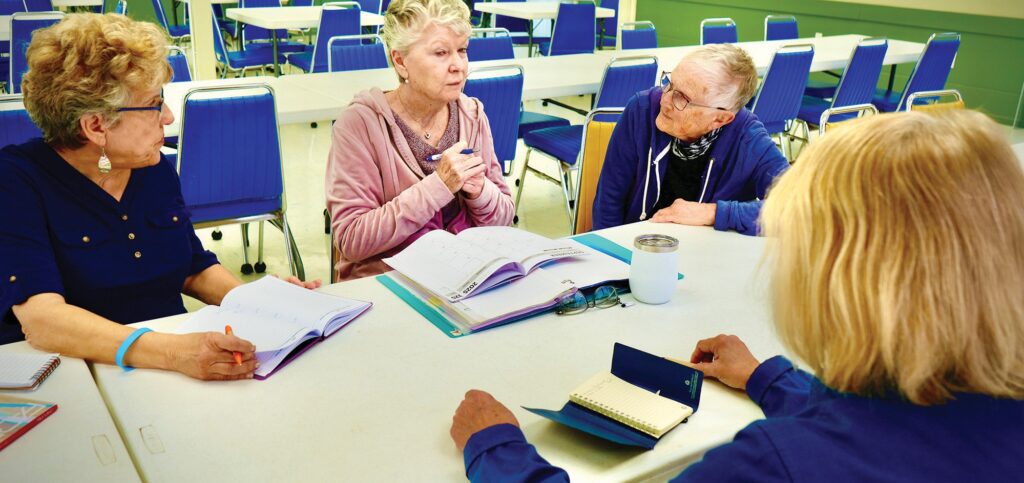 Knitting group loves Saturday mornings